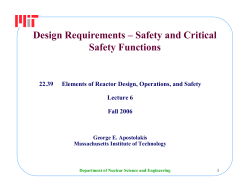 Design Requirements &ndash; Safety and Critical Safety Functions