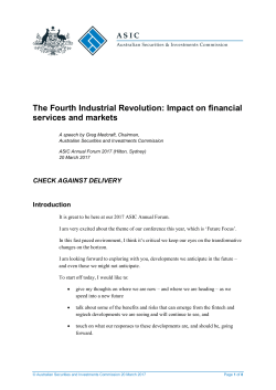The Fourth Industrial Revolution: Impact on financial services and