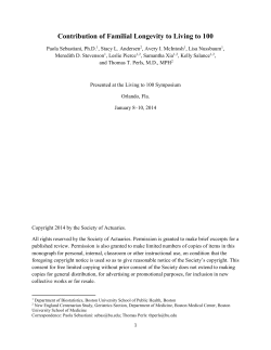 Contribution of Familial Longevity to Living to 100