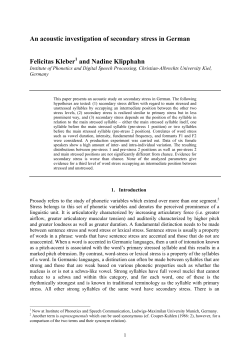 An acoustic investigation of secondary stress in