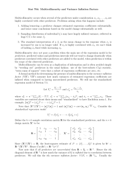 Stat 704: Multicollinearity and Variance Inflation Factors