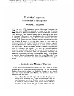 Euripides` Auge and Menander`s Epitrepontes