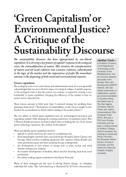 `Green Capitalism` or Environmental Justice? A Critique of the