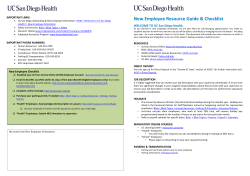 New Employee Resource Guide - UC San Diego Health Sciences