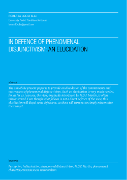 IN DEFENCE OF PHENOMENAL DISJUNCTIVISM: AN ELUCIDATION
