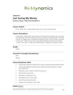 Kiddynomics: Lesson 4: Just Saving My Money