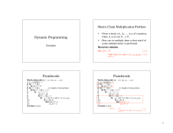 Dynamic Programming Pseudocode Pseudocode