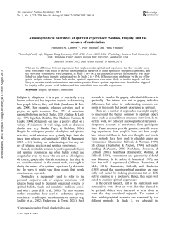 Autobiographical narratives of spiritual experiences: Solitude