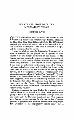The ethical problem of the Imprecatory Psalms