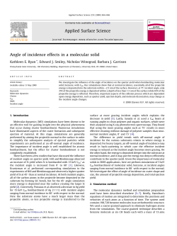 Angle of incidence effects in a molecular solid Applied Surface