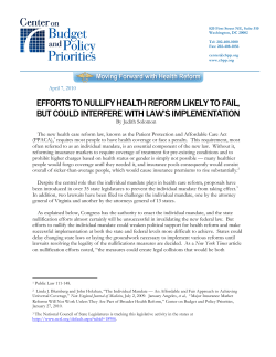 efforts to nullify health reform likely to fail, but could interfere with
