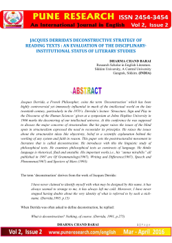 JACQUES DERRIDA`S DECONSTRUCTIVE STRATEGY OF