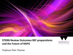 STERN Review Outcomes REF preparations and the Future of RAPG