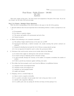 Final Exam - Public Finance - 180.365 Answers