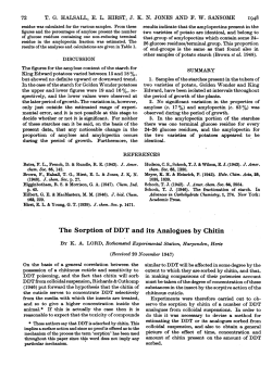 The Sorption of DDT and its Analogues by Chitin
