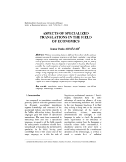 aspects of specialized translations in the field of economics