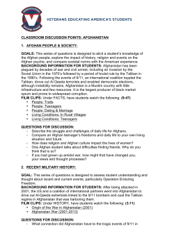 CLASSROOM DISCUSSION POINTS: AFGHANISTAN 1 - V-NEP
