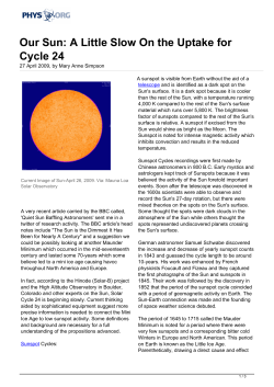 Our Sun: A Little Slow On the Uptake for Cycle 24