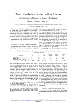 Tissue Metabolism Studies on Bone Marrow