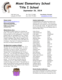 Miami Elementary School Title I School September 26, 2014