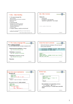 7. SQL &ndash; Data Handling 7.1 The Query Language SQL expressions