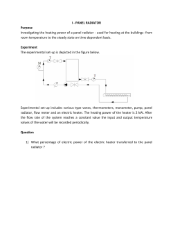I - PANEL RADIATOR Purpose Investigating the heating power of a