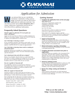 Application for Admission - Clackamas Community College