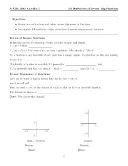 MATH 1300: Calculus I 3.6 Derivatives of Inverse Trig Functions
