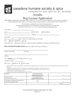 Arcadia Dog License Application