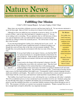 CALC Newsletter Winter 2013 - Cadillac Area Land Conservancy
