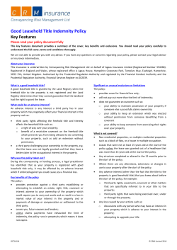 Good Leasehold Title Indemnity Policy Key Features