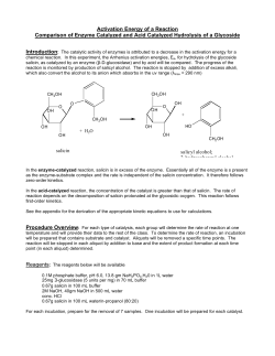 Activation Energy of a Reaction Comparison of Enzyme Catalyzed