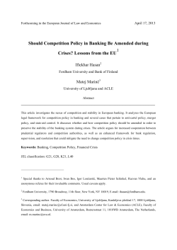 Should Competition Policy in Banking Be Amended during Crises