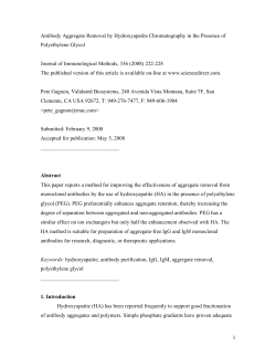 Improved Antibody Aggregate Removal by Hydroxyapatite