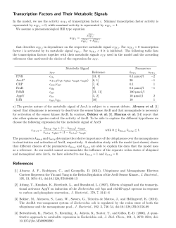 Transcription Factors and Their Metabolic Signals References