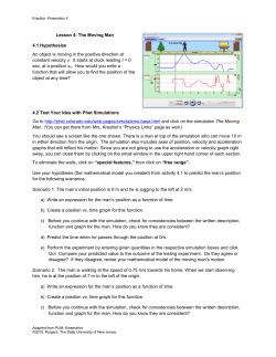 Lesson 4: The Moving Man 4.1 Hypothesize An object is