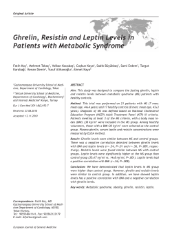Ghrelin, Resistin and Leptin Levels in Patients with Metabolic