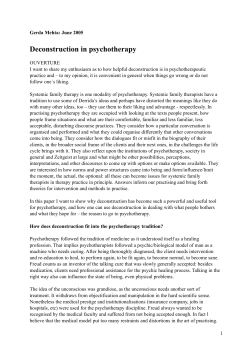 Deconstruction in psychotherapy