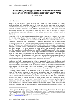 Parliament, Oversight and the African Peer Review Mechanism