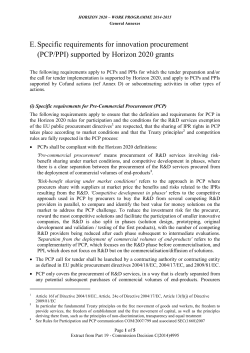 E. Specific requirements for innovation procurement (PCP/PPI