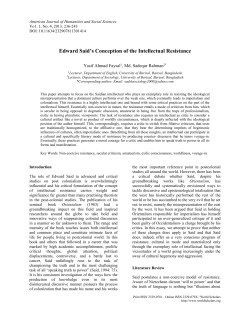 Edward Said`s Conception of the Intellectual Resistance