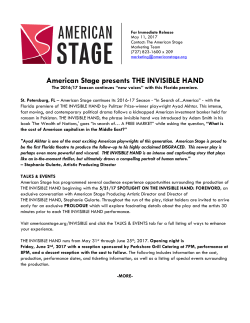 Press Release: American Stage presents THE INVISIBLE HAND