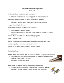 Simple Machines Study Guide SOL: 3.2