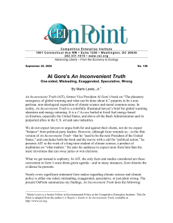 Al Gore`s An Inconvenient Truth - Competitive Enterprise Institute