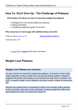 How To: Don`t Give Up - The Challenge of Plateaus Weight Loss