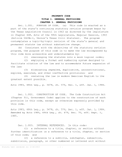 PROPERTY CODE TITLE 1. GENERAL PROVISIONS CHAPTER 1
