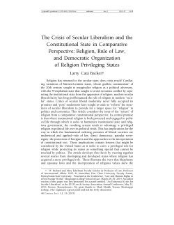 The Crisis of Secular Liberalism and the Constitutional State in