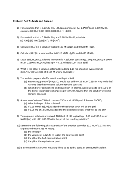 Problem Set 7: Acids and Bases-II