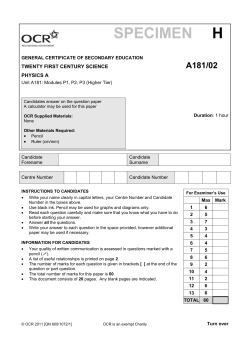 Unit A181/02 - Physics modules P1, P2, P3 - Higher