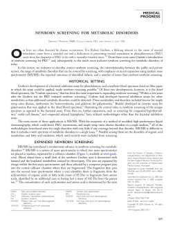 MEDICAL PROGRESS NEWBORN SCREENING FOR METABOLIC